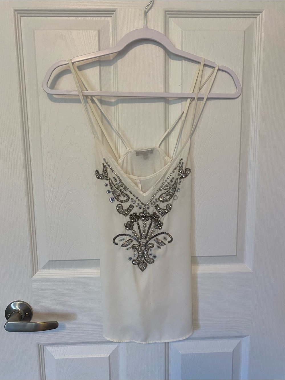 Express Ivory Embellished Strappy Cami
